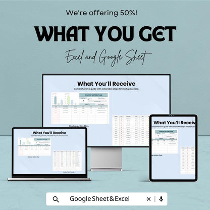 Startup Action Plan Template - Excel & Google Sheet - Business Task Tracker, Goal Setting, Startup Planning, Action Plan for Entrepreneurs,