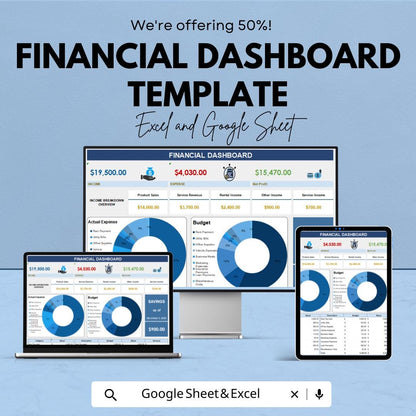 Financial Dashboard Template | Business Finance Tracker | Income Expense Spreadsheet | Financial Planner