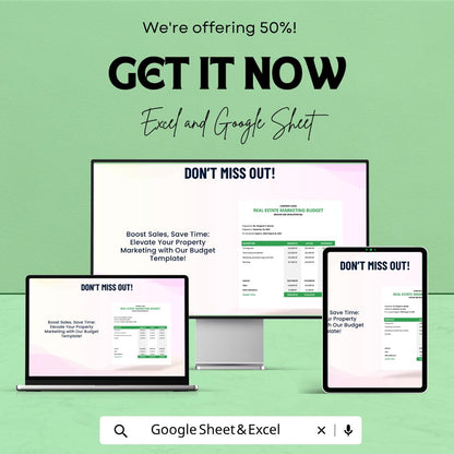 Real Estate Marketing Budget Template | Property Marketing Expense Tracker | Realtor Budget Planner | Marketing ROI Spreadsheet |