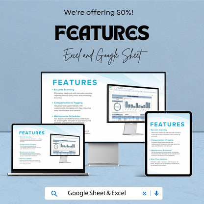 Tools Inventory Sheet | Excel & Google Sheet | Tool Tracking Spreadsheet | Efficient Tools Management Template | Tools Inventory Tracker