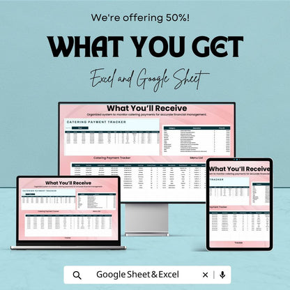 Catering Payment Tracker | Excel & Google Sheets Template | Catering Invoice Log | Event Payment Tracker | Catering Business Tool