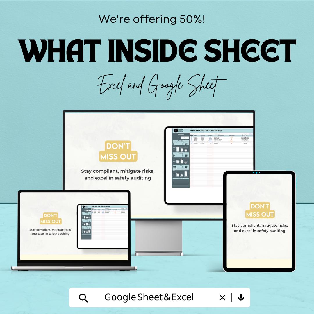 Compliance Audit Sheet for Hazards Template | Excel & Google Sheets Safety Audit Checklist | Risk Assessment Dashboard