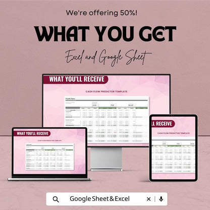 Cash Flow Predictor Template | Google Sheets Excel Cash Flow Spreadsheet | Business Finance Planner | Cash Flow Forecast | Digital Download