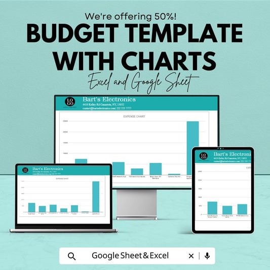 Budget Template With Charts | Expense Tracker Spreadsheet | Monthly Finance Planner | Income and Expense Tracker