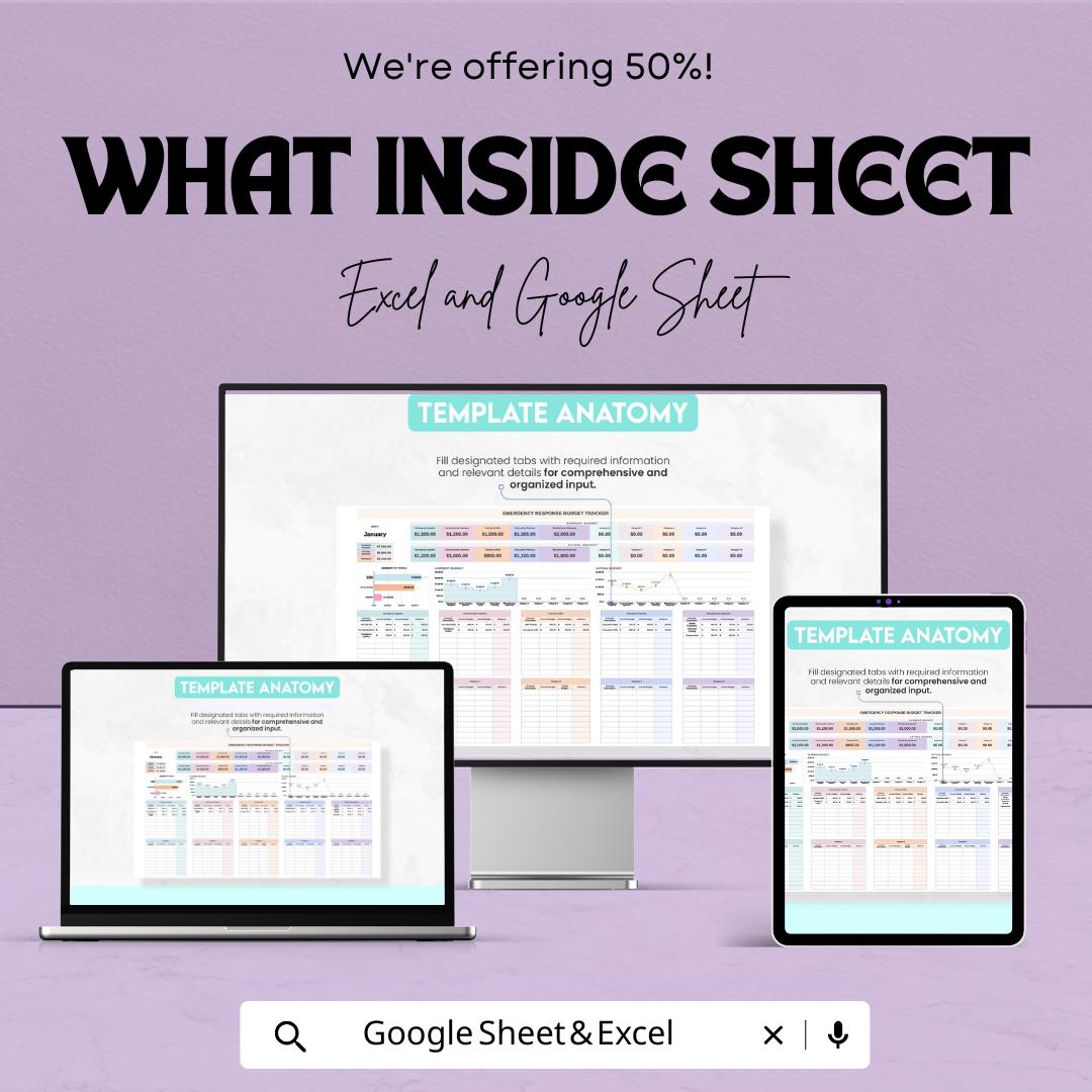 Emergency Response Budget Tracker Sheet | Excel & Google Sheet | Budget Management Tool for Emergencies | Expense Tracking |