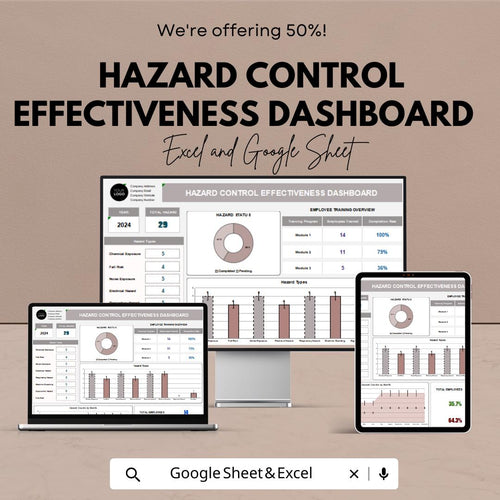 Hazard Control Effectiveness Dashboard | Excel and Google Sheet | Safety & Compliance Tracking | Hazard Management Tool