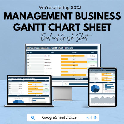 Management Business Gantt Chart Template - Excel & Google Sheets Project Planner
