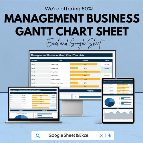 Management Business Gantt Chart Template - Excel & Google Sheets Project Planner