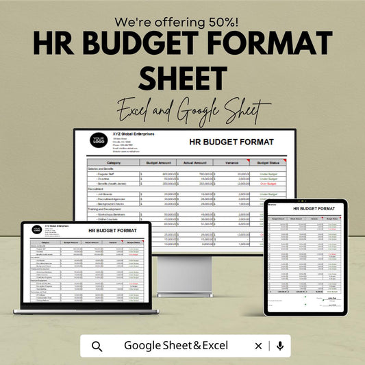HR Budget Format Sheet | Excel & Google Sheet Template for Efficient Budget Management | 50% Off Now