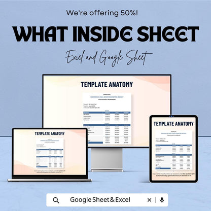 Commercial Real Estate Marketing Budget Template | Real Estate Marketing Planner | ROI Tracker | Business Expense Spreadsheet