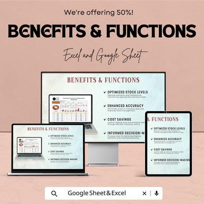 Operations Inventory Tracking System Template | Stock Management Dashboard | Inventory Control Tracker | Business Spreadsheet