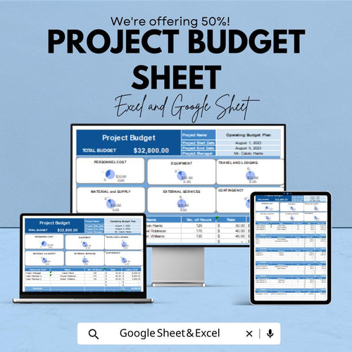 Project Budget Sheet | Excel & Google Sheets | Business Budget Template | Financial Planner | Cost Tracker | Instant Download
