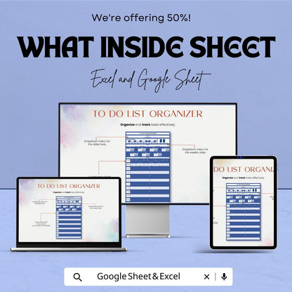 To-Do List Organizer Sheet | Daily and Weekly Planner | Task Management Template | Excel & Google Sheet | Printable To-Do List Planner