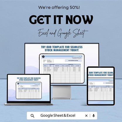 Inventory Control Template | Stock Management Spreadsheet | Excel & Google Sheets Inventory Tracker | Warehouse Stock Control Log