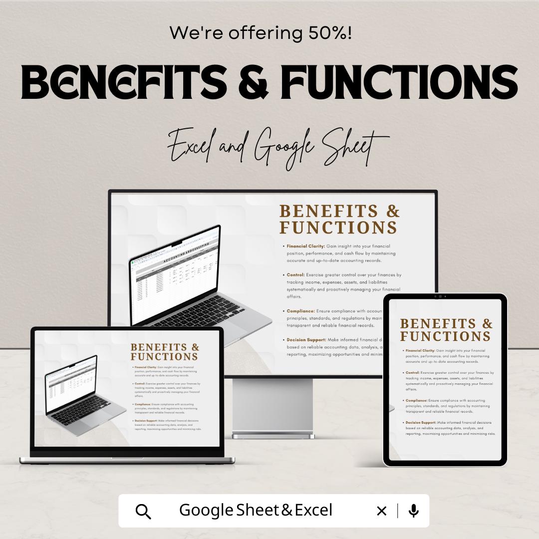 Accounting and Bookkeeping Sheet | Financial Tracker Template | Expense and Income Management | Excel & Google Sheets