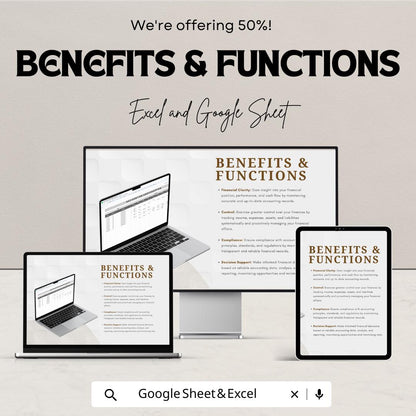 Accounting and Bookkeeping Sheet | Financial Tracker Template | Expense and Income Management | Excel & Google Sheets