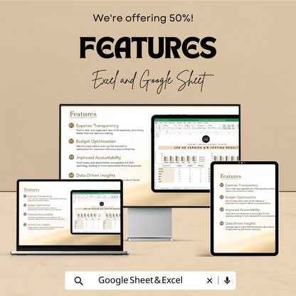 Job Ad A/B Testing Results Template | HR Recruitment Template | Job Ad Performance Tracker | Excel & Google Sheets HR Template |