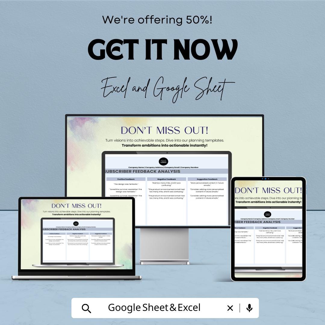 Email Marketing Subscriber Feedback Analysis Template | Email Feedback Tracker | Customer Response Analyzer | Marketing Review Tool