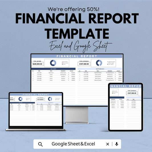 Financial Report Sheet Template | Excel & Google Sheets | Income and Expense Tracker, Financial Dashboard, Business Reporting Tool