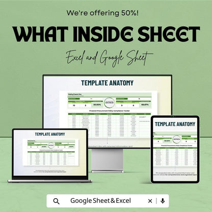 Financial Procurement Policy Compliance Tracker Template | Procurement Compliance Spreadsheet | Audit Log & Policy Monitoring Tool
