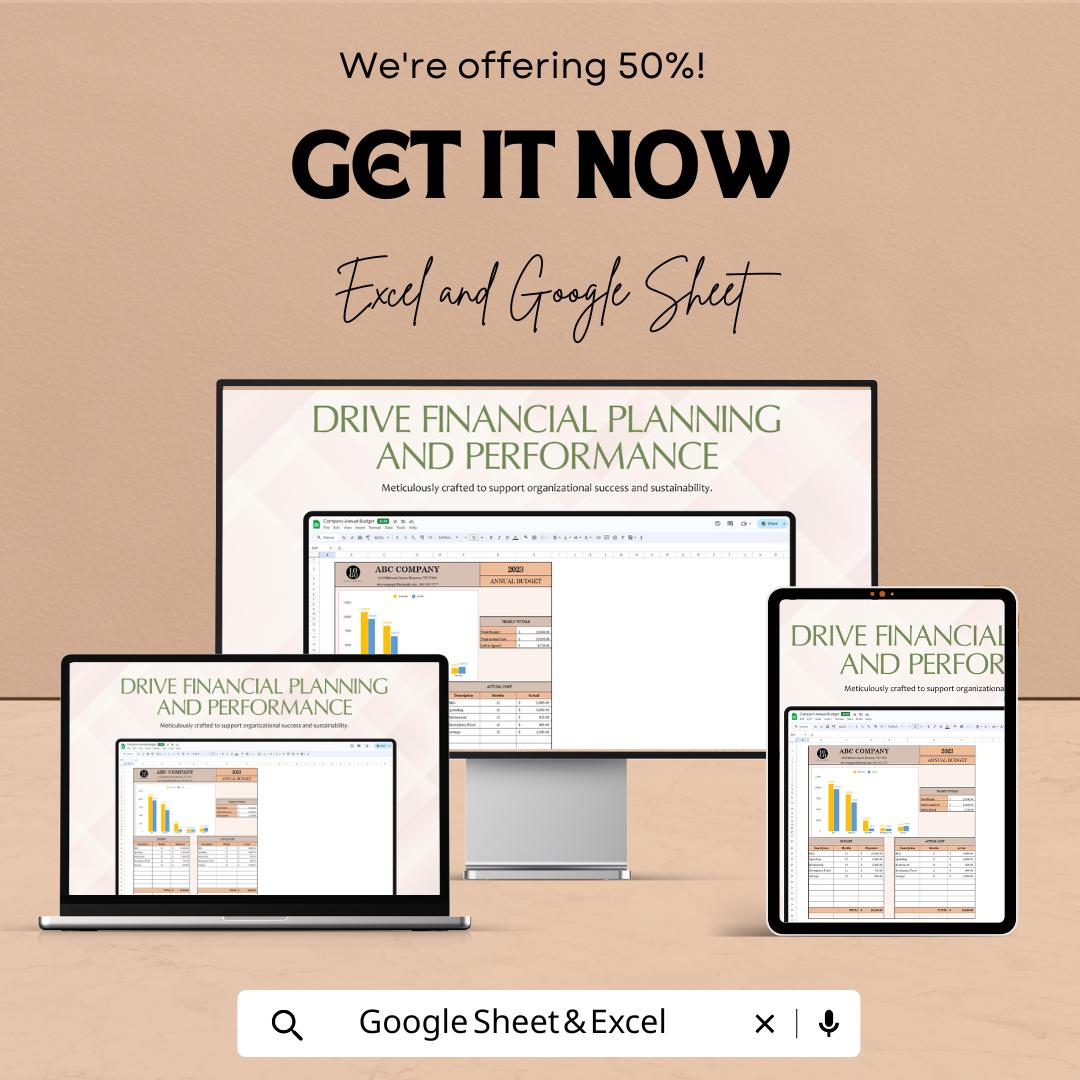 Company Annual Budget Template | Excel & Google Sheets | Business Budget Planner | Financial Planning Spreadsheet