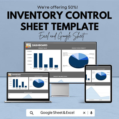 Inventory Control Sheet Template Excel, Stock Management sheet, Inventory Tracker, Product Management Dashboard, Google Sheets Inventory Log