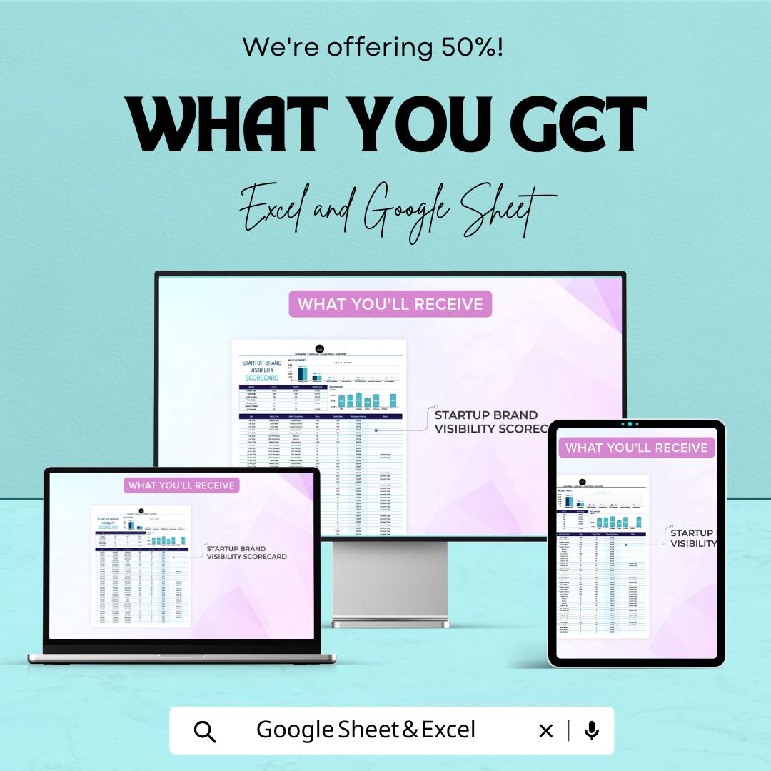 Startup Brand Visibility Scorecard Template | Brand Performance Tracker | Excel & Google Sheets
