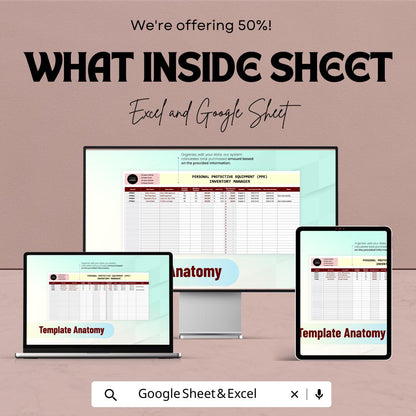 PPE Inventory Manager Template  | Personal Protective Equipment Tracker | HR Safety Equipment Log | Compliance Stock Sheet