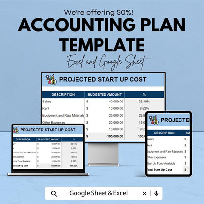 Accounting Plan Template | Financial Planning Spreadsheet | Startup Cost Planner | Budget & Profit Forecast