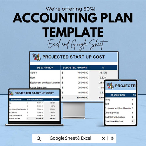 Accounting Plan Template | Financial Planning Spreadsheet | Startup Cost Planner | Budget & Profit Forecast