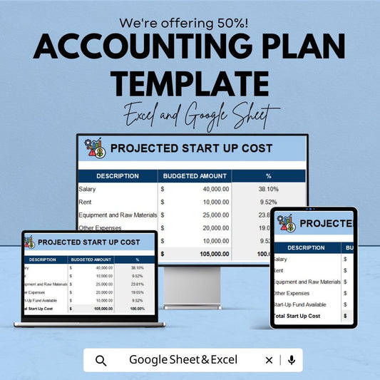 Accounting Plan Template | Financial Planning Spreadsheet | Startup Cost Planner | Budget & Profit Forecast