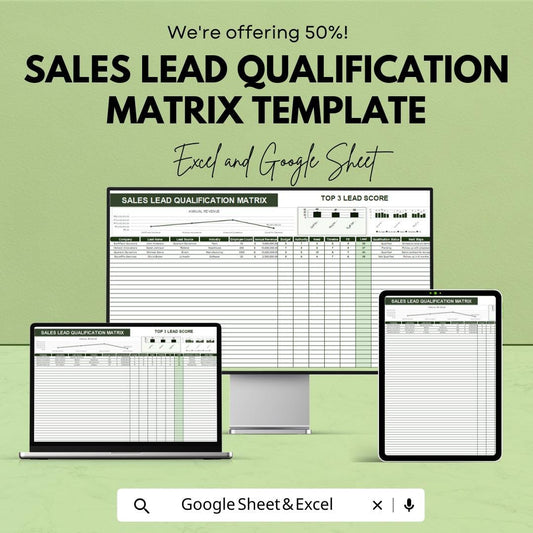 Sales Lead Qualification Matrix Template | Lead Scoring Sheet |  Sales Funnel Tool, Lead Evaluation, Sales Pipeline Template