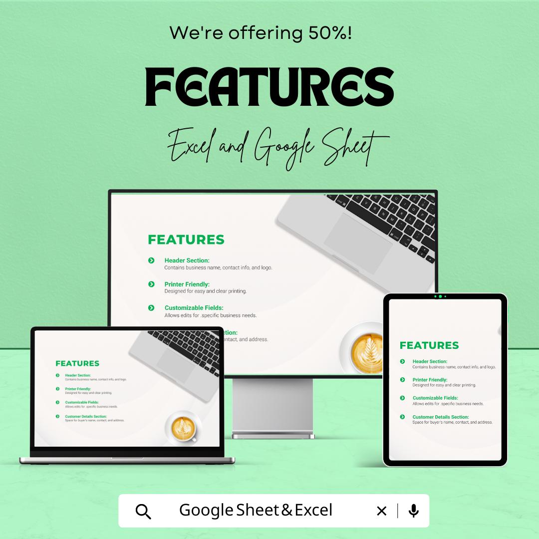 Freelance Receipt of Payment Sheet | Professional Invoice Template | Excel & Google Sheet Format | Instant Download