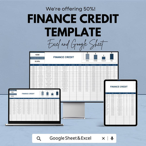 Finance Credit Template | Credit Account Tracker | Credit Monitoring Spreadsheet | Loan & Balance Management Tool