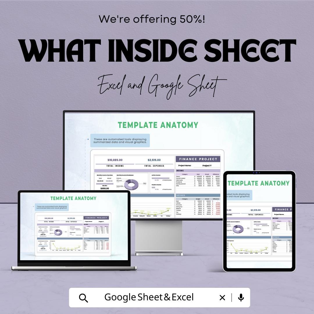 Finance Project Template | Project Budget Planner | Cost Forecasting Spreadsheet | Expense Tracking Sheet