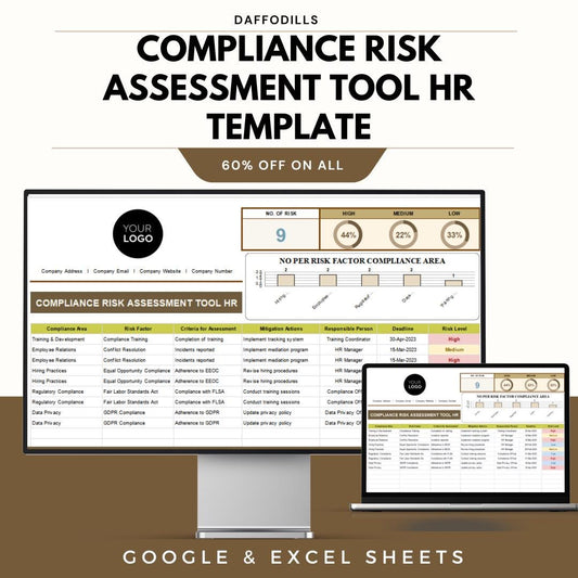 Compliance Risk Assessment Tool HR Template, HR Compliance Tracker, Risk Assessment Spreadsheet, Compliance Management Tool