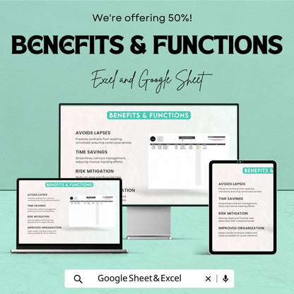 Vendor Contract Expiry Log, Contract Renewal Tracker, Vendor Management Template, Contract Expiration Sheet
