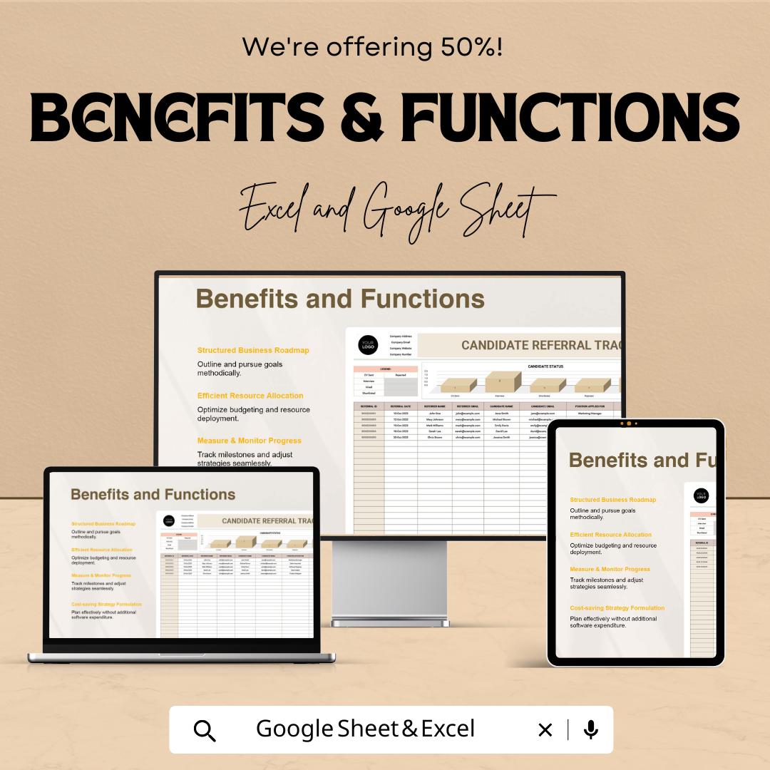 Candidate Referral Tracking Sheet HR Template | Employee Referral Program Tracker | Recruitment Pipeline Spreadsheet
