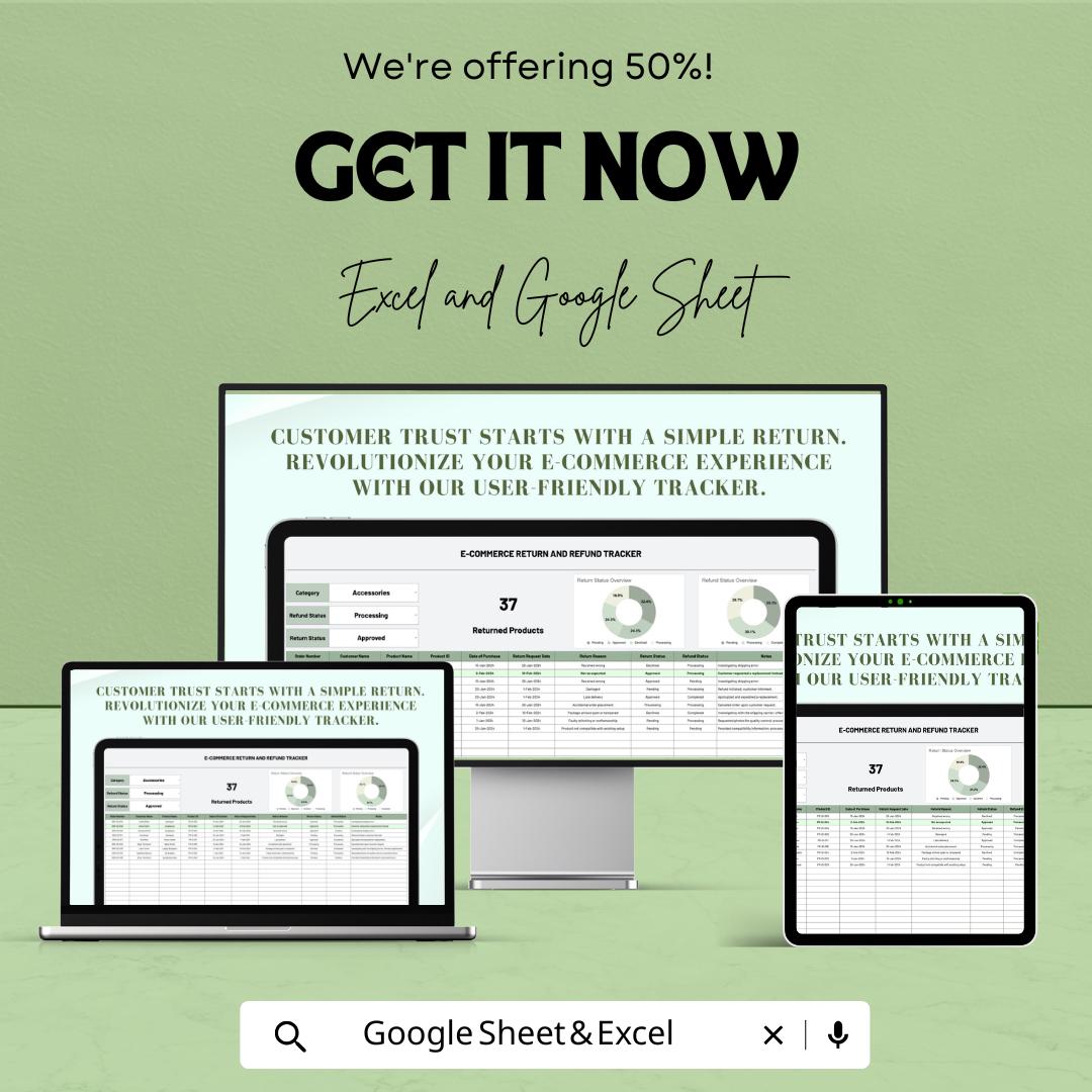 E-Commerce Return and Refund Tracker Sheet – Excel & Google Sheet Template for Hassle-Free Management