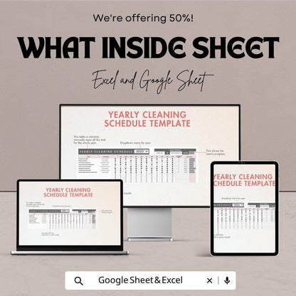 Yearly Cleaning Schedule Template  | Home Cleaning Planner | Annual Cleaning Tracker | Cleaning Routine Template