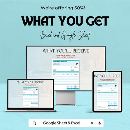 Freelance Web Design Quotation Template - Google Sheets Invoice for Web Designers, Instant Download, Professional Quote Generator