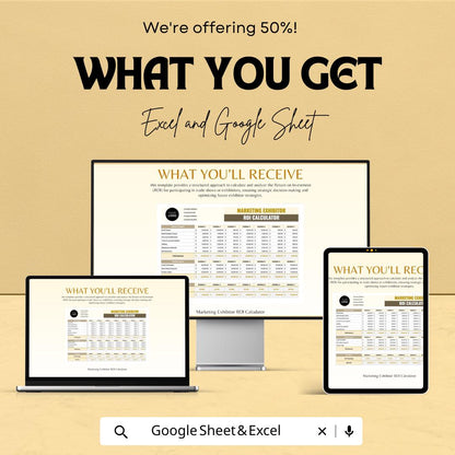 Marketing Exhibitor ROI Calculator Sheet | Excel & Google Sheets Template for Event ROI Analysis