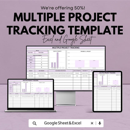 Multiple Project Tracking Template | Project Management Tracker | Task and Milestone Planner | Team Workflow Dashboard