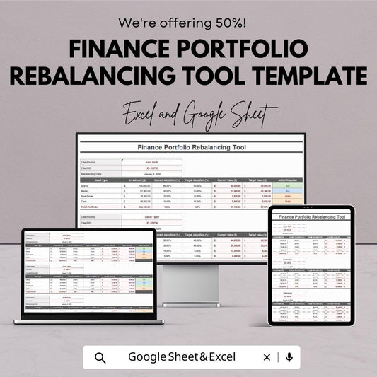 Finance Portfolio Rebalancing Tool Template | Investment Rebalancing Spreadsheet | Asset Allocation Tracker | Excel & Google Sheets