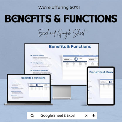 Financial Report Sheet Template | Excel & Google Sheets | Income and Expense Tracker, Financial Dashboard, Business Reporting Tool