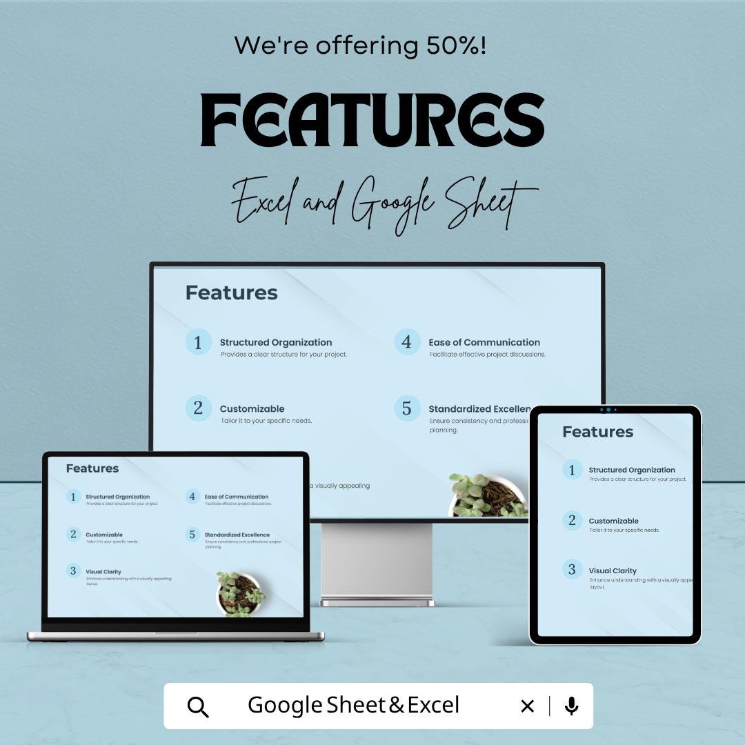 Project Plan Template | Project Planning Spreadsheet | Task & Timeline Tracker | Project Management Tool | Excel and Google Sheets