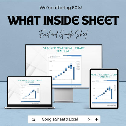 Stacked Waterfall Chart Template | Financial Analysis Spreadsheet | Dynamic Business Dashboard | Excel & Google Sheets