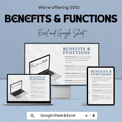Finance Credit Template | Credit Account Tracker | Credit Monitoring Spreadsheet | Loan & Balance Management Tool
