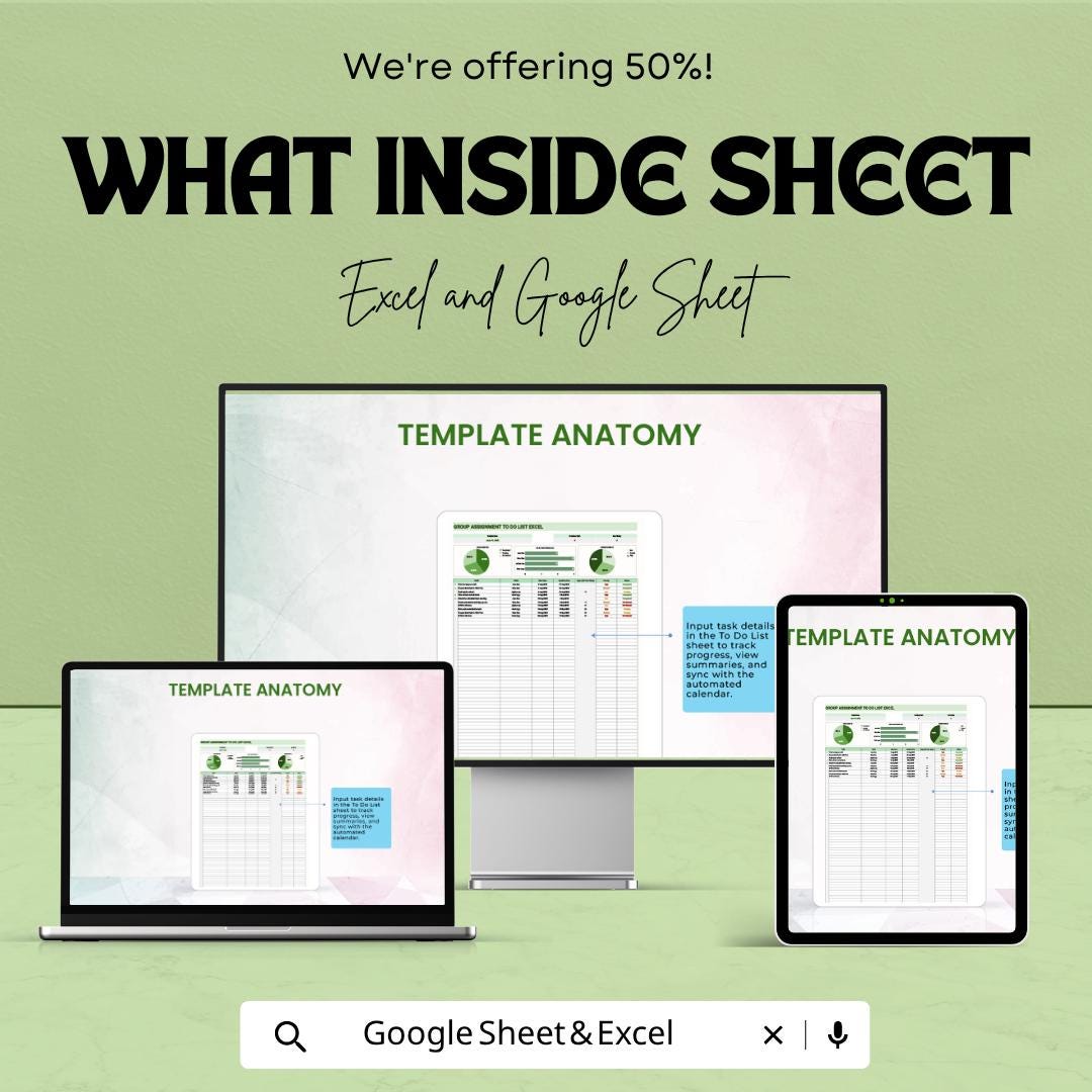 Group Assignment To Do List Template | Student Task Tracker | Group Project Planner | Assignment Organizer Spreadsheet