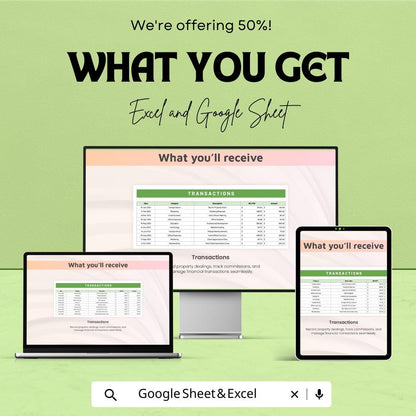 Real Estate Agent Expense Tracker | Property Management Financial Sheet | Google Sheets and Excel Template | Budget & Tax Planning Tool